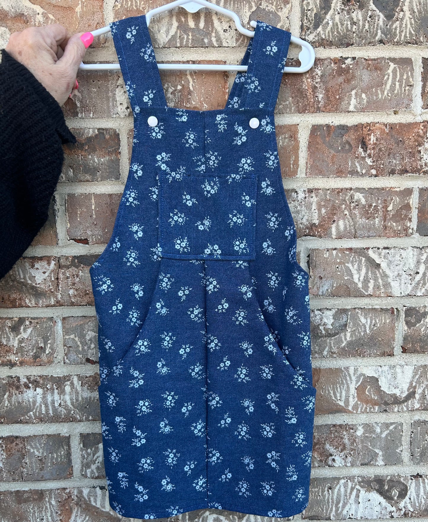 Floral Denim Pinafore Dress