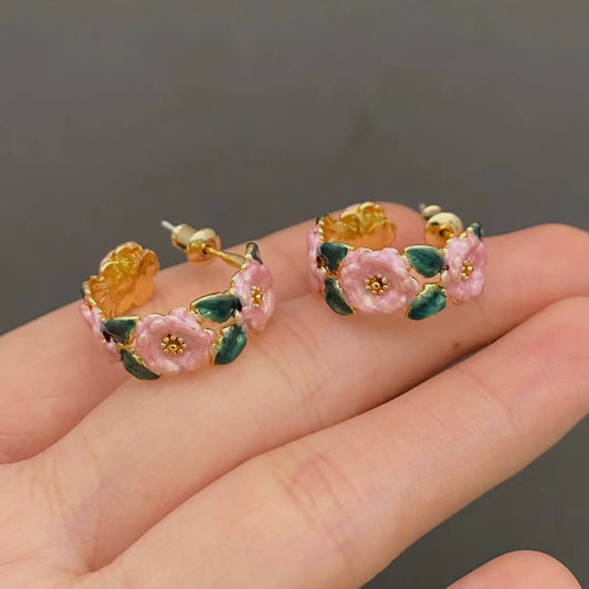 Pink Rose Hoops